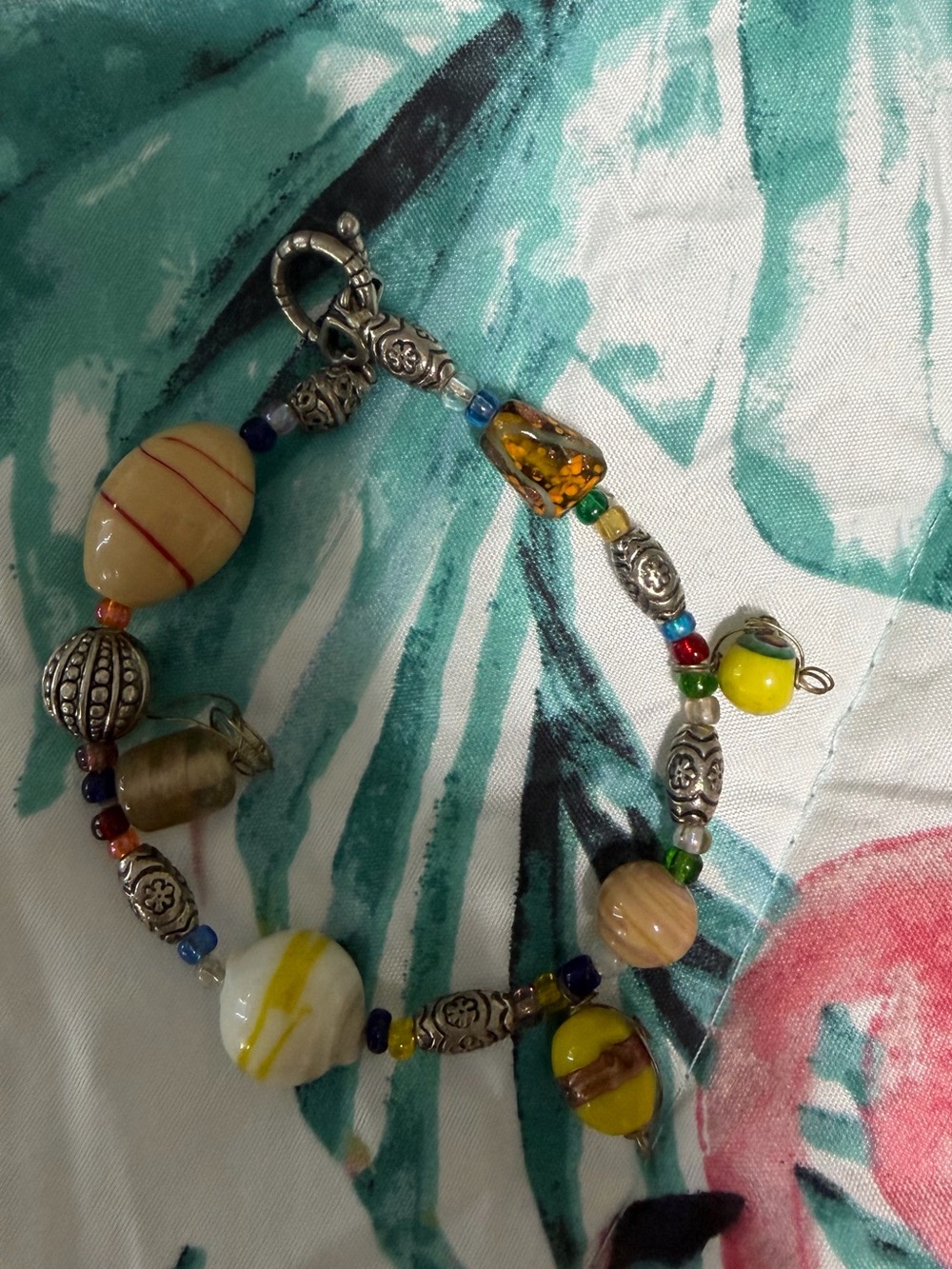 Handcrafted Yellow & Multicolor Beaded Women's Bracelet